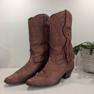 Laredo Brown leather mid-calf cowboy boots - women's size 5